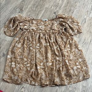Wallflower Camel Smocked Top